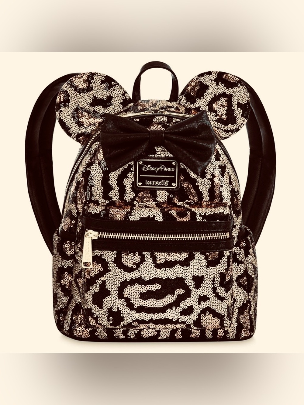Loungefly Walt Disney Sequin Mickey Mouse Ears Leopard Mini Backpack NWT